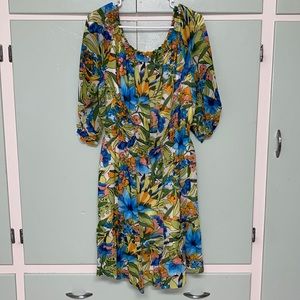 Ruffled Chiffon floral printed Dress size XL